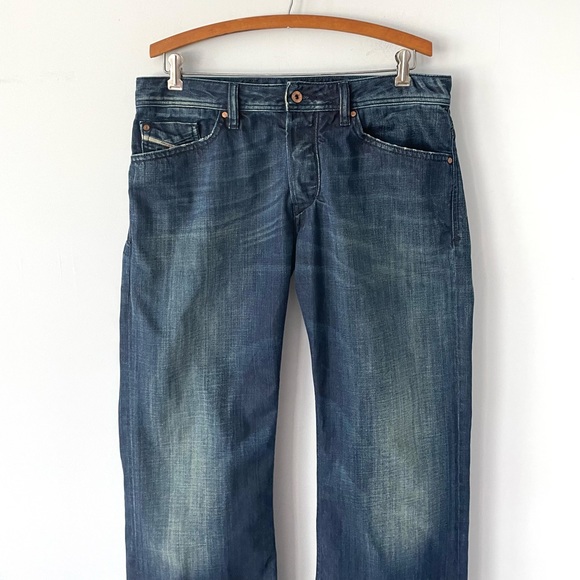 Diesel Zaghor Relaxed Bootcut 008LH Dark Blue Buttonfly Denim Jeans - Picture 2 of 13